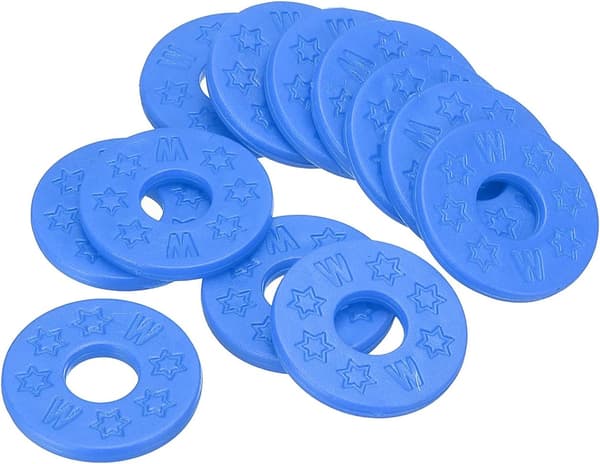 Pakke med 12 stroppeblokker gummistroppeblokk, for gitarstroppknapp (blå) blue