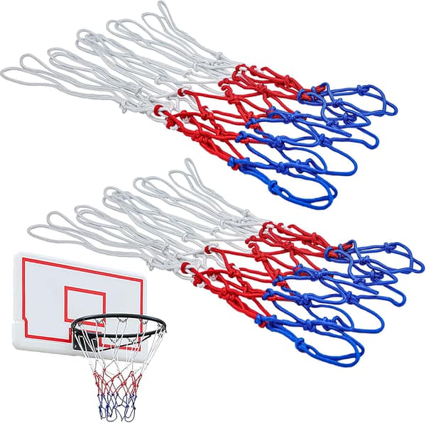 2-pack kraftiga basketnät, trefärgad ersättning, tillbehör (12 öglor)