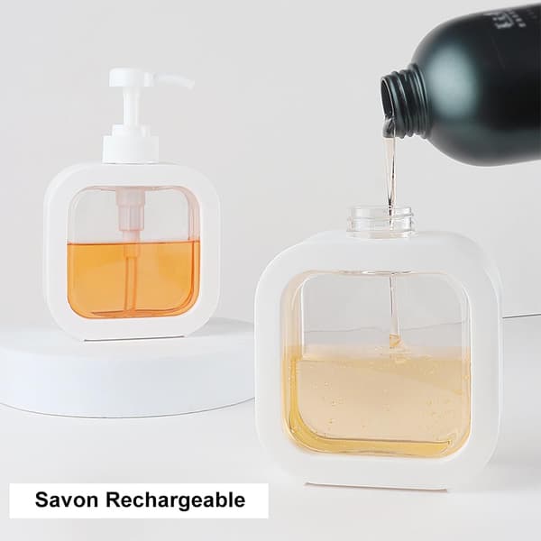 Sæbedispenser, flydende sæbedispenser med vandtæt etiket, køkkensæbedispenser, (300ml+500ml)