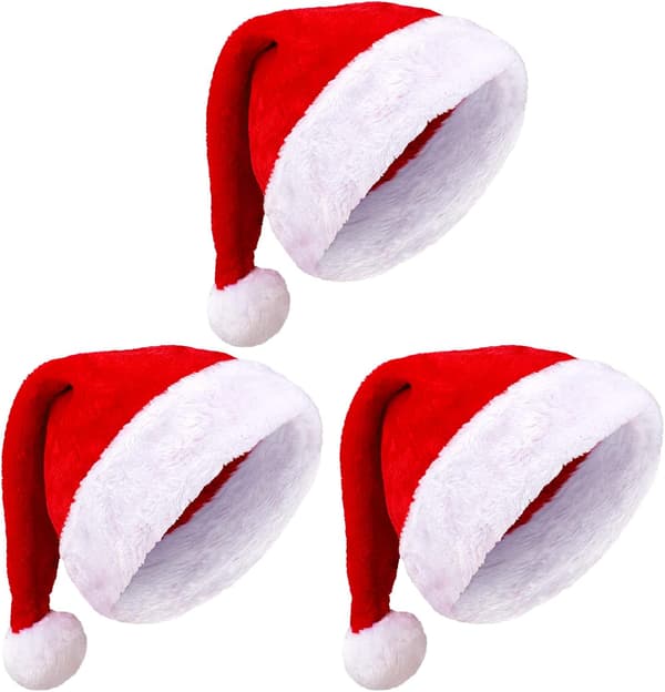 3-pack tomteluvor för vuxna, plysch tomteluvor för jul