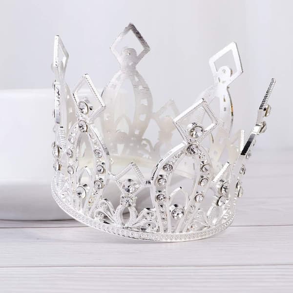 Krone Kaketopp til Bursdager Bryllup Prinsesse-tema Kaker Dekorasjoner til Babyshower (Sølv) 2 stk silver
