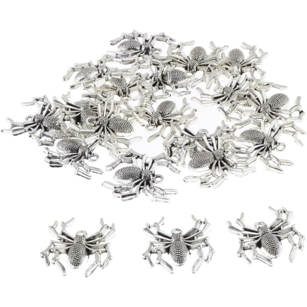 20st Spider Charms Beads Bulk för DIY Craft Hängen Smyckenstillverkning - Vintage Silver