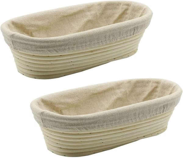 2 st 8 tum oval lång Banneton stigande rottingkorg och foder för professionella och hembagare
