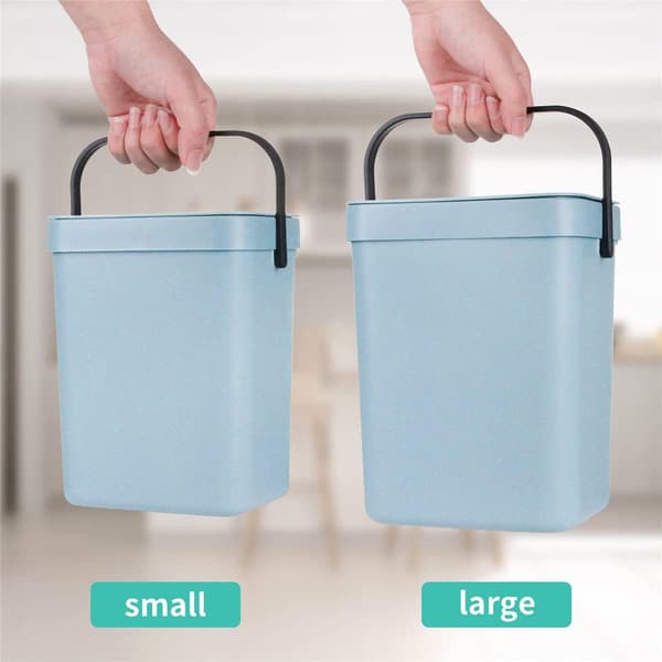 Sæt med 2 (5 L + 3 L) lugttæt kompostspand i plast med låg (blå) blue