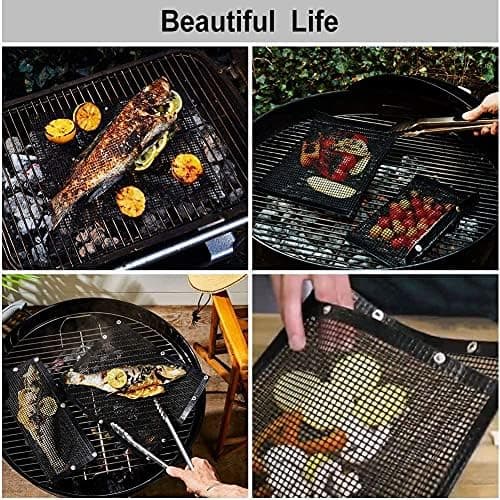 BBQ Grillnet, Non-Stick Grillpose Pizzaboks til Grill, Grill Udendørs Værktøj (L)