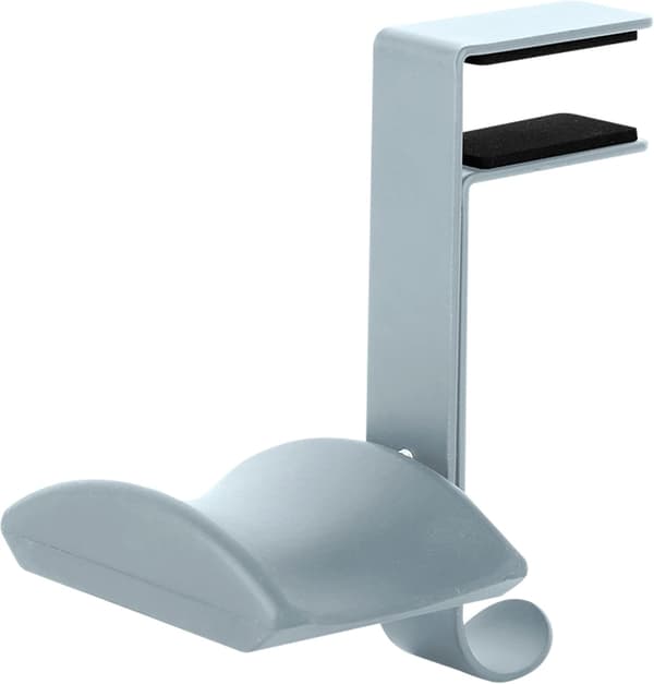 Metall hodetelefonklemmeholder, gaming headsetkrok under skrivebord (grå) White