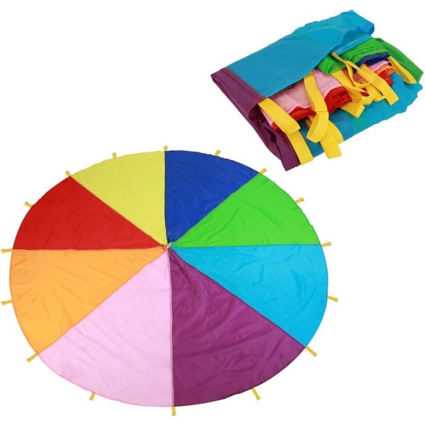 Barnlek Parachute, Utomhuslek Tält Multi-Color Rainbow Flygande Parachute (4m) 4m
