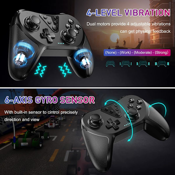 Kontroll, trådlös Pro-kontroller för Switch/Switch Lite/Switch OLED, fjärrkontroll med joystick med programmerbar funktion vibration（vit） White