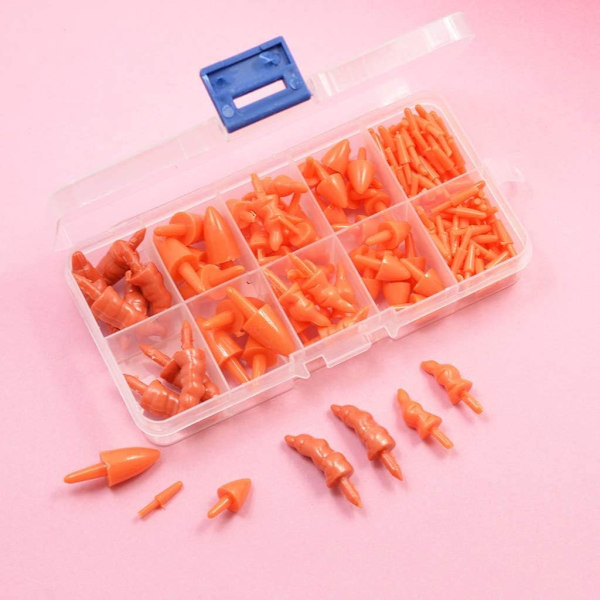 160 st plast långa säkerhetsnäsor miniatyr orange harts morotsnäsa