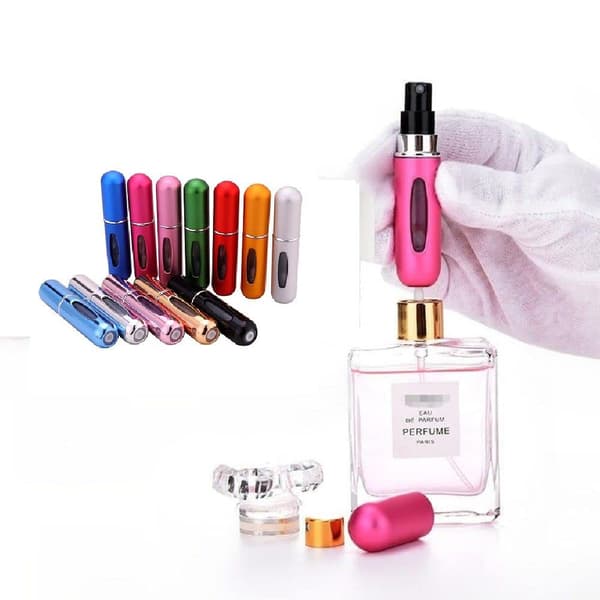 Bärbar Mini Påfyllningsbar Parfymförstövare Flaska Spray, Doftpumpfodral för Resor 4 st Pack 5ml