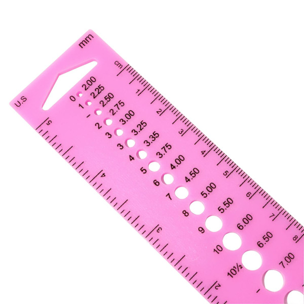 Plast Stickningsnål Gauge Cirkel Geometrisk Mall Linjal Student Mätverktyg