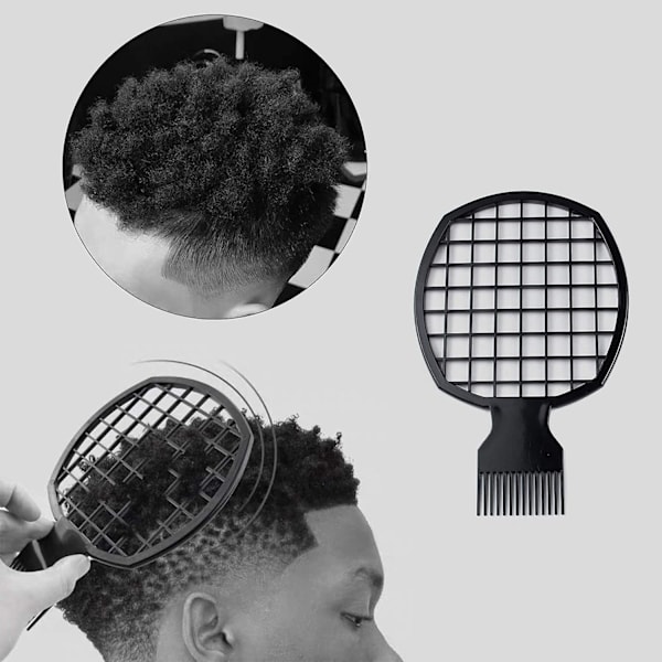 Svart plast hårspiral kam naturlig lockig twist hårborste (Twist Comb)