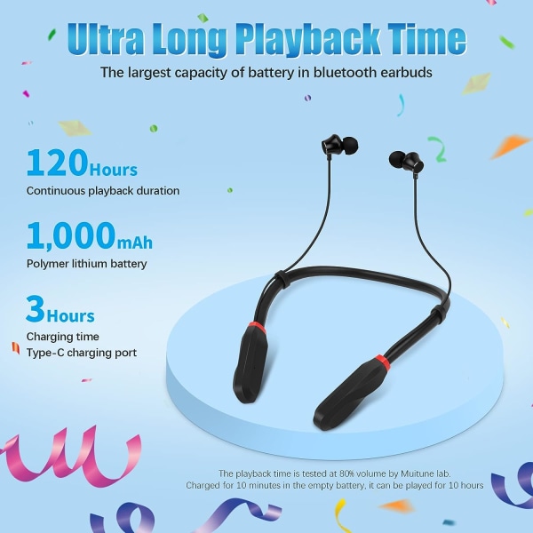 Bluetooth hörlurar 120 timmars ultralång uppspelning med mikrofonhörlurar, i35 Balanced Armature Driver Stereo In-Ear trådlösa hörlurar