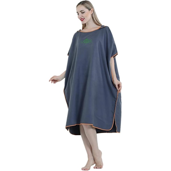 Unisex Badrock Poncho Strandhandduk Mikrofiber Snabbtorkande Badrock Poncho med Huva Badhandduk（marinblå） navy blue