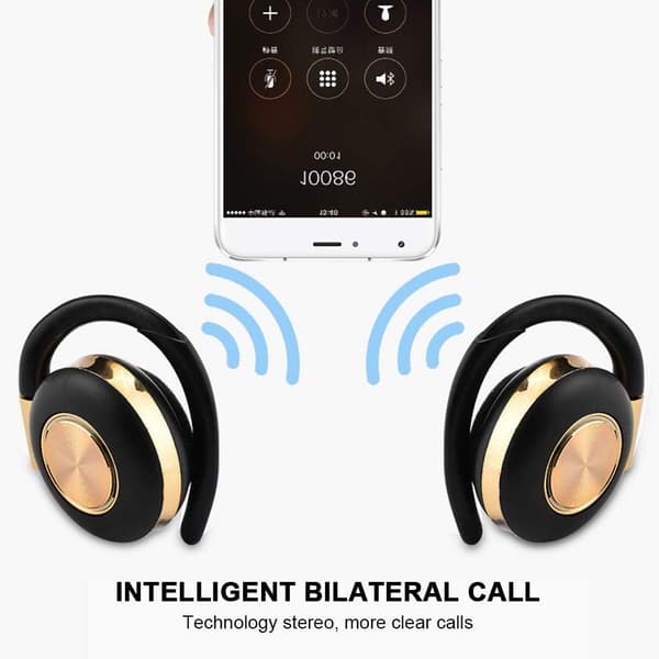 Bilateral hodetelefoner, trådløst støyreduserende håndfrisett, 20m trådløs rekkevidde, ørekrok