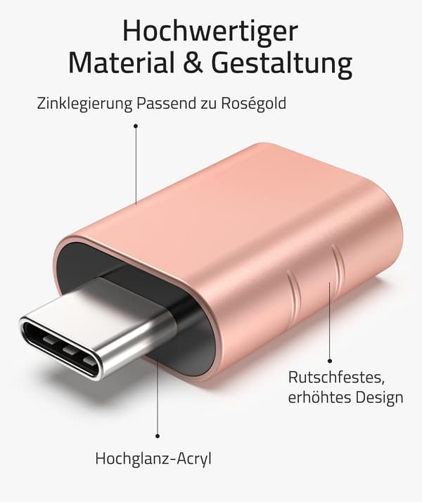 USB C-adapter til USB 3.0 10 Gbps OTG-adapter for dataoverføring og lading (2 stk, rosa) Pink