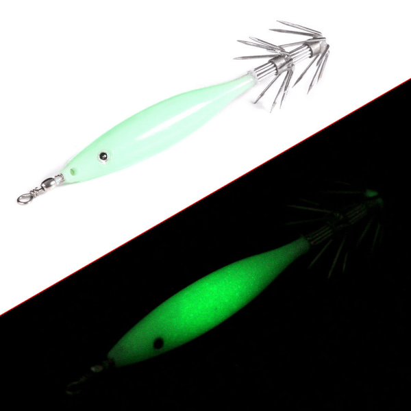 Bläckfisk Sepiabläckfisk Ärm Jigg, 5 st 3D Luminous Hållbara Bläckfisk Jigg Krokar Fiske Lure Bete, Luminous light green