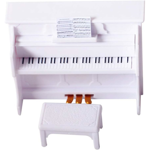 Miniatyr piano modell dockhus musikinstrument prydnader mini piano, vit White
