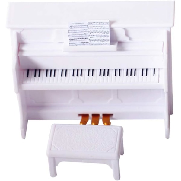 Miniatyrpiano Modell Dockhus Musikinstrument Ornament Mini Piano, Vit White