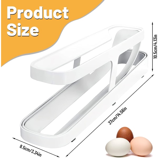 Rullande ägghållare Äggställ, vit 2-vånings äggdispenser Äggförvaring Ägghållare för kök