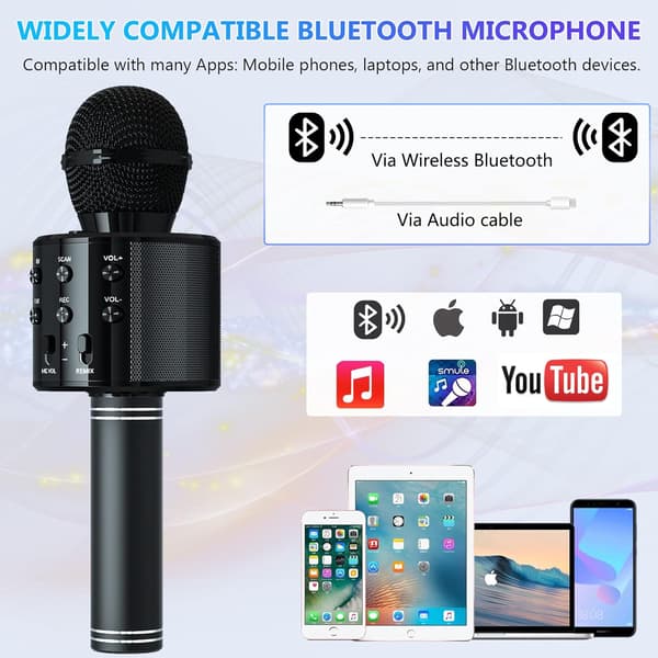 Trådløs Bluetooth karaoke håndholdt mikrofon, hjemme KTV-afspiller med iOS computerunderstøttelse (sort) black
