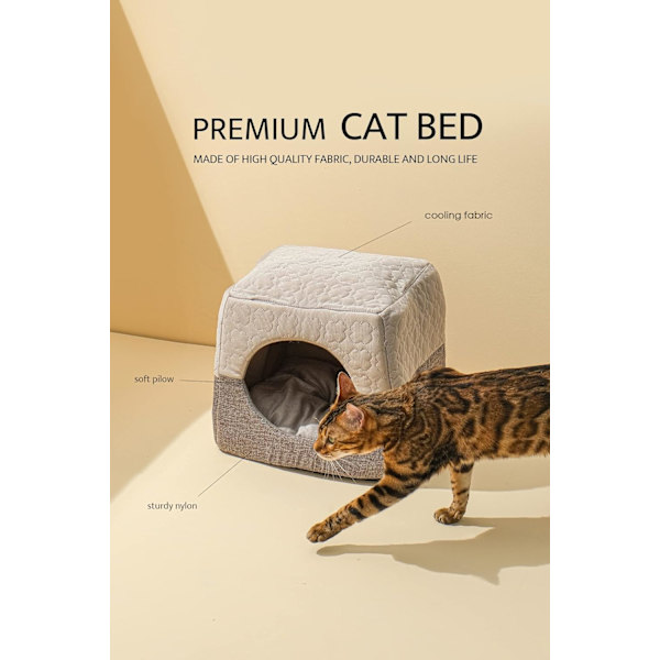 Kattgrotta säng för inomhuskatter upp till 7 kg, 37x33x30cm 3 i 1 varm grotta katthus kattsoffa säng hopfällbar