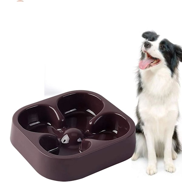 1 st husdjursmatskål, förhindra kvävning långsam utfodring hund/katt skål (brun)