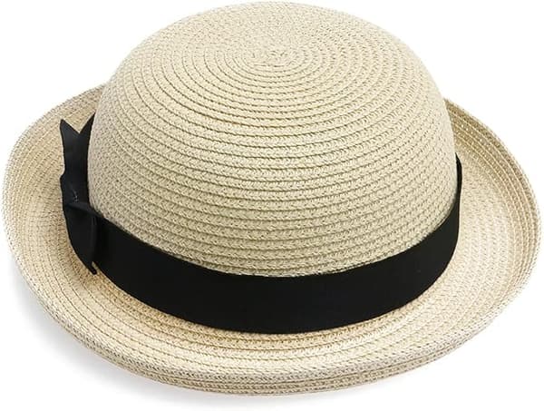 Melonhatt, sommerstråhatt for kvinner, sommerhatt, solhatt, hagehatt (56-58 cm, beige) Beige