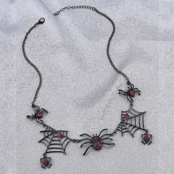 1 st Halloween Tarantula Crystal Diamond Spider Web Halsband