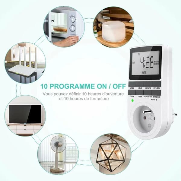 Digital programmerbar stikkontakt, ukentlig digital timer med LCD-skjerm, 12H/24H/7 dagers elektrisk stikkontakt-timer (1 pakke)