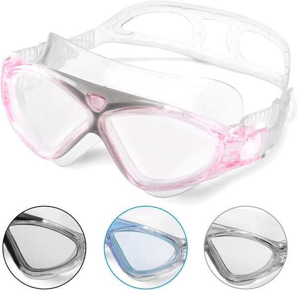 Huurtumattomat mukavat HD-silikoniset vedenpitävät uimalasit (läpinäkyvä vaaleanpunainen) Transparent Pink