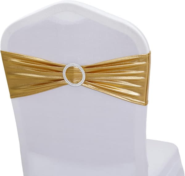 6 stk elastisk stolbelte bryllupsfest stol dekorative stropper (gull) Gold