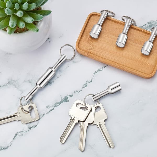 Nøkkelring magnetisk holder i metall med splittring, 6 stk.