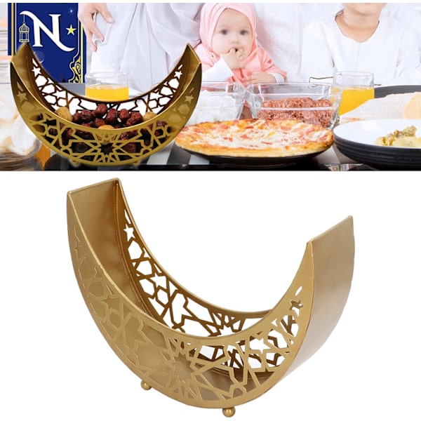 Eid Ramadan tallrik dekorationer, frukost middag efterrätt bakverk display 11,8 x 8,3 x 3,1 tum (guld)