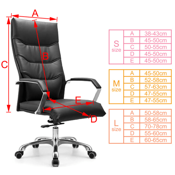 Elastiskt cover till kontorsstol Enkel stil avtagbart universal cover för kontorsstol Svart S
