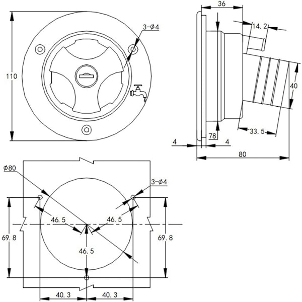 Gravity färskvattenpåfyllningslucka, fjäder- och tätningsringdesign, för husvagn husbil