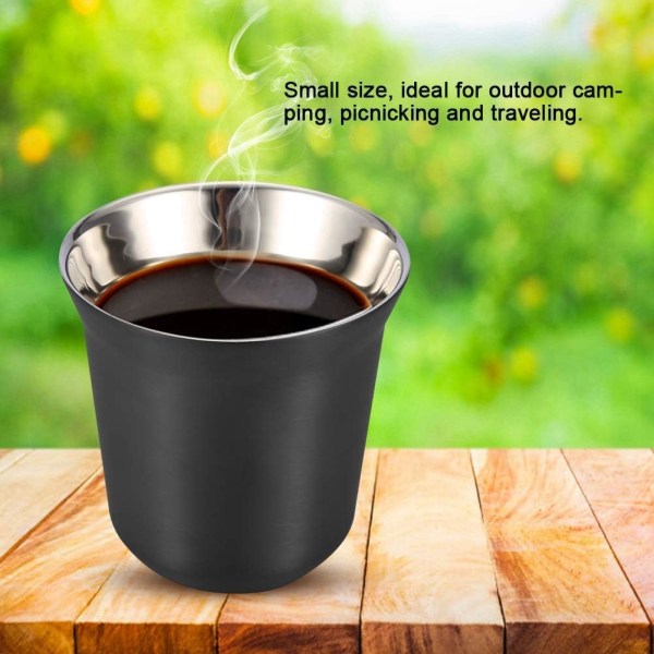 Rostfritt stål dubbelvägg kaffekopp Ölmugg Tekoppar 85 ml för drickskopp (svart) black