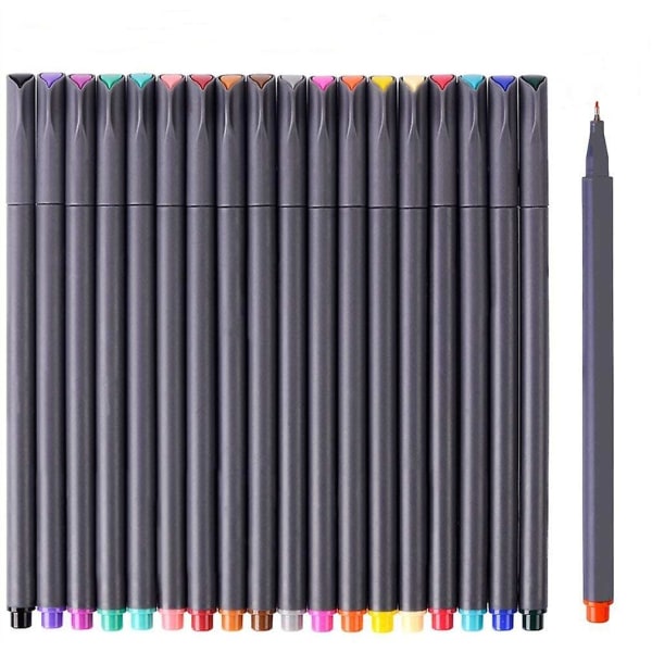 Färgade pennor för journalföring, 18 levande färger Fineliner-pennor