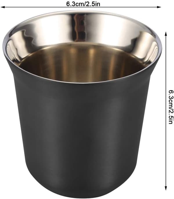 Dobbeltvægget kaffekop i rustfrit stål ølkrus tekopper 85 ml til drikkekop (sort) black