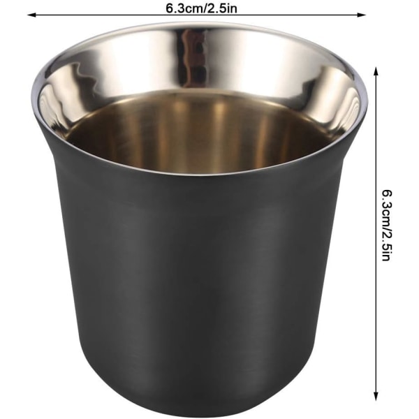 Rostfritt stål dubbelväggig kaffekopp ölmugg tekoppar 85 ml för drickskopp (svart) black