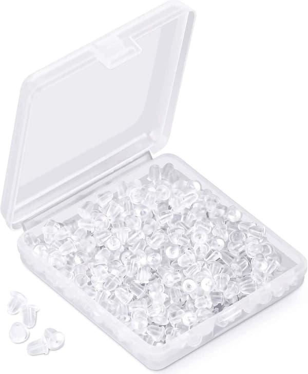 Silikone øreringerygge 1200 stk. Bløde, klare ørestykker, diameter 4 mm