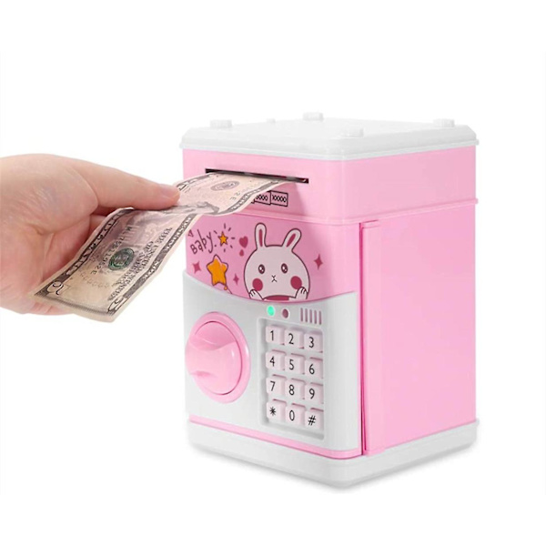 Elektronisk spargris Mini ATM Lösenord Mynt Sparbössa Barnleksaker Presenter pink