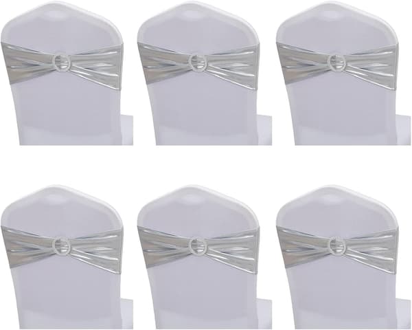 6 stk. elastisk stolbelte bryllupsfest stol dekorative stropper (sølv) Silver