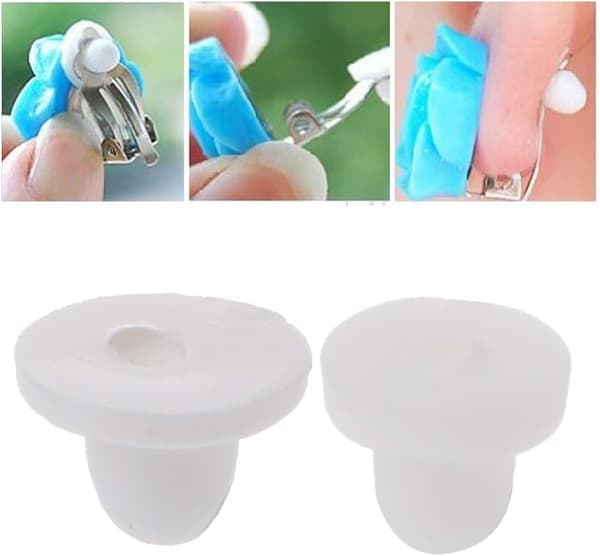 100 STK Anti-smerte øredobbputer i silikon for klipsøreringer, hvit, 6,5 mm 6.5mm