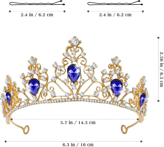 Dronning Tiara Rhinestone Barokk Legering Hodeplagg Ball Brude Tiara for Kvinner Bryllupsfest