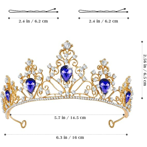 Drottning Tiara Rhinestone Barock Legering Huvudbonad Bal Brudkrona för Kvinnor Bröllopsfest