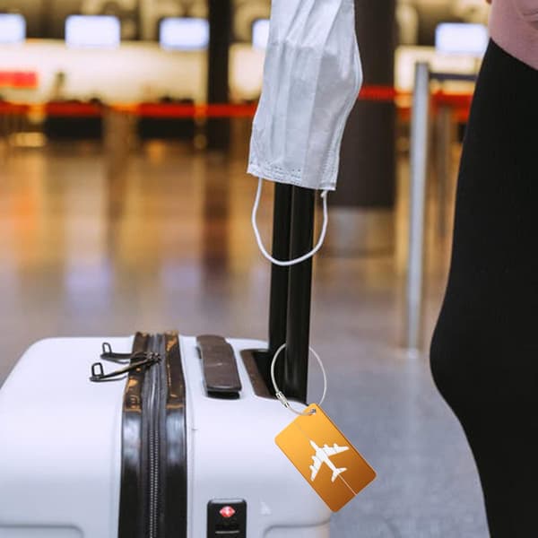 Kuffertmærke i rustfrit stål i flyform (tilfældig farve) 6 stk.