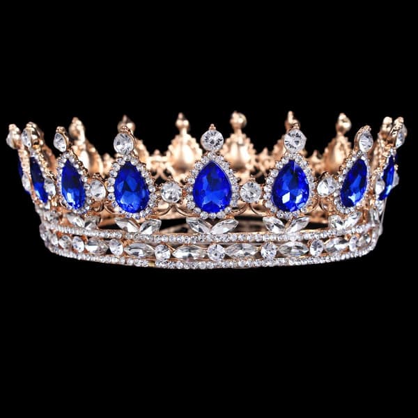 Prinsesse-tiara med rhinsteiner, bryllup, festutstyr, hodeplagg