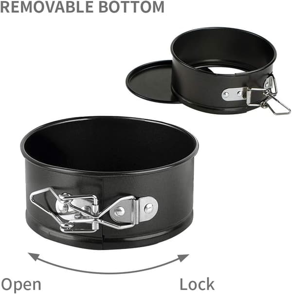 4,3 tommers mini springformsett med 2 stk ostekakeformer med avtakbar bunn