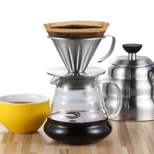 Manuelt kaffefilter, genanvendeligt kaffefilter i rustfrit stål